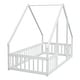 preview thumbnail 44 of 52, Wood House-Shaped Twin Floor House Bed with Fence,Guardrails,Kids and Baby