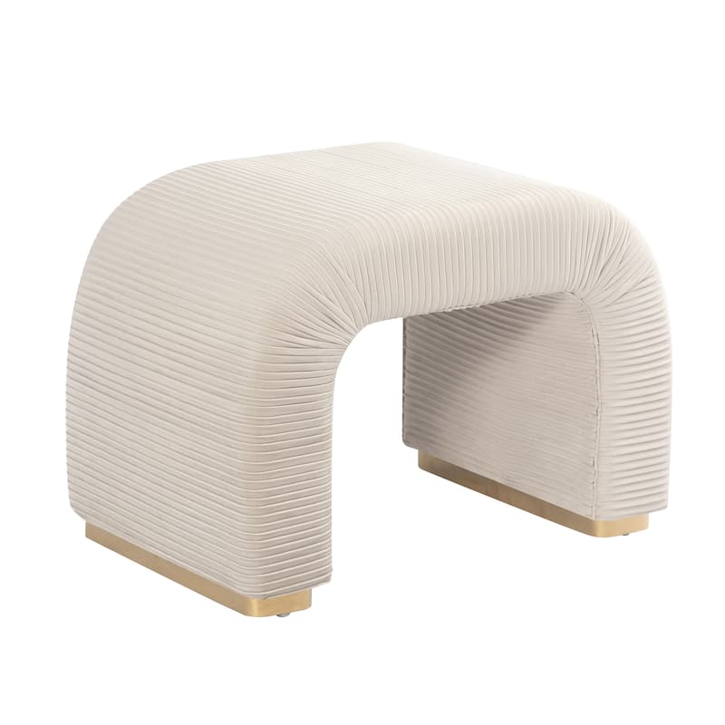 Adeco Arched Ottoman Bench with Pleated Design