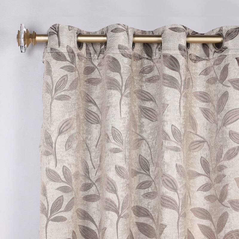 Superior Modern Bohemian Leaves Room Darkening Curtains with Grommets