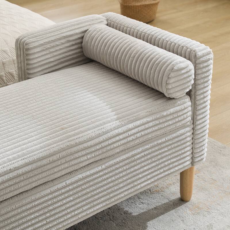 65.4"W End of Bed Storage Bench,Modern Ottoman Bench with Arms and Pillows