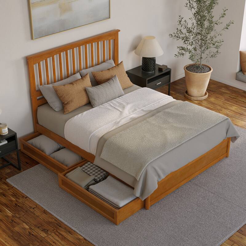 Everett Platform Bed with Panel Footboard and Storage Drawers