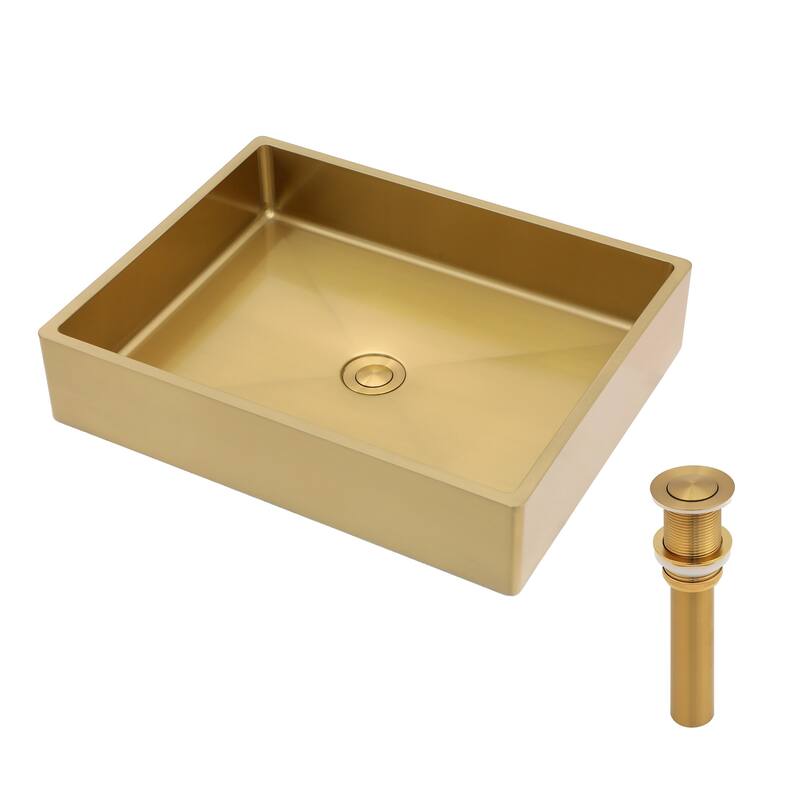 19" x 15" Stainless Steel Bathroom Sink with Pop-Up Drain