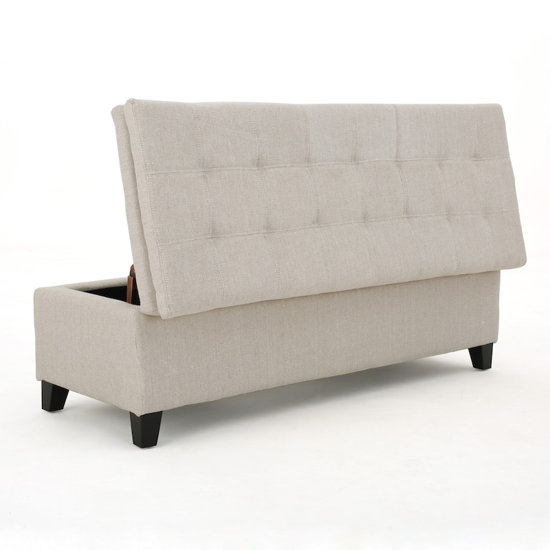 End of Bed Storage Bench, Upholstered Storage Ottoman Bench with Safety Hinge, Large Ottoman for Entryway, Window Benches