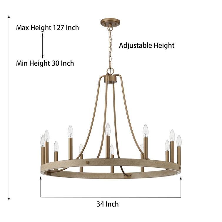 Acroma 12-light Farmhouse Modern Wagon Wheel Chandelier - N/A