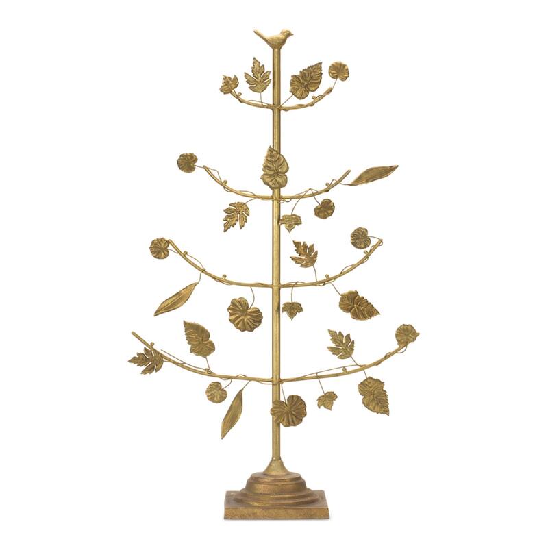 Tree with Leaves Christmas Decoration - 36.5" - Gold