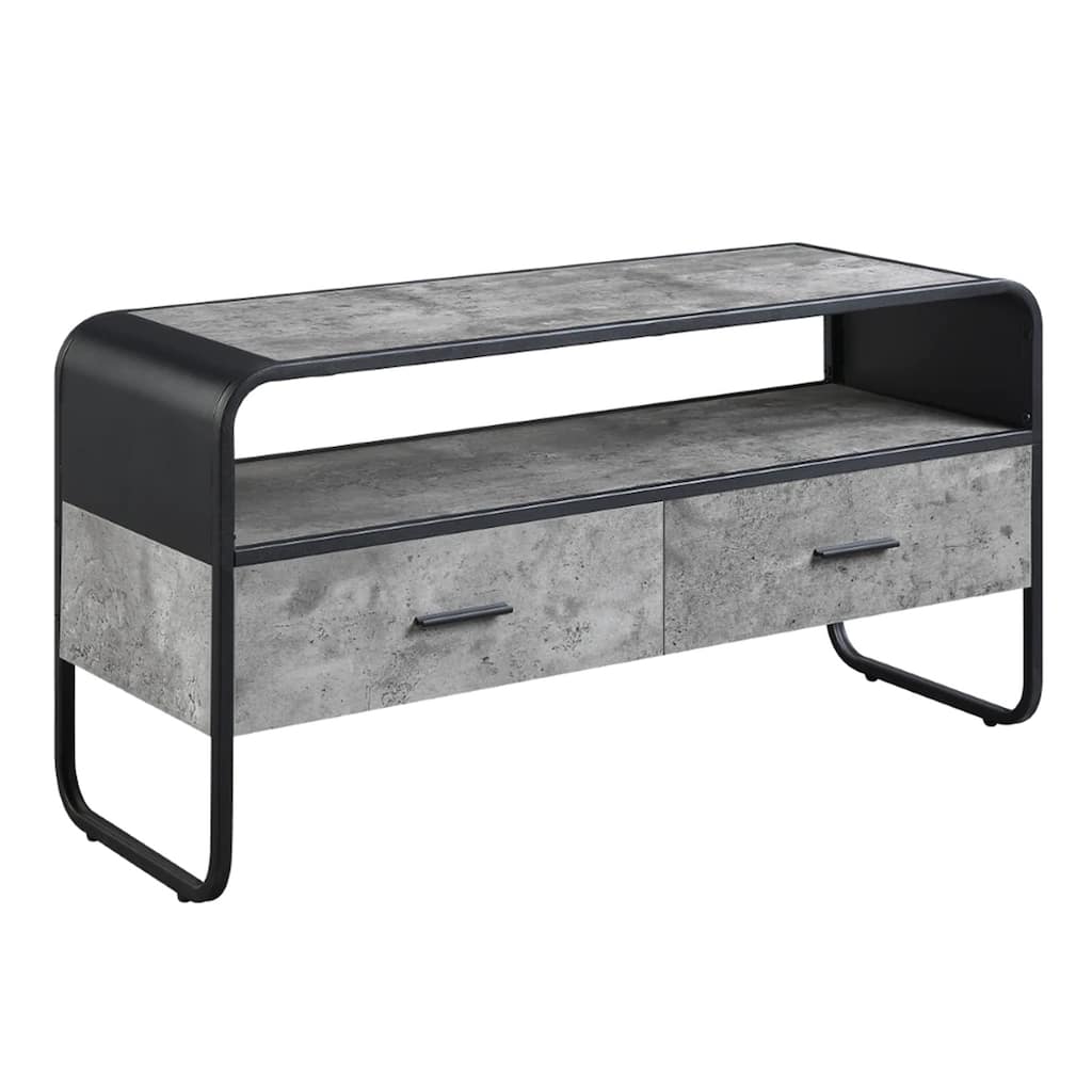 Ish 39 Inch Entertainment Center TV Stand, 2 Drawers, Wood, Grey, Black