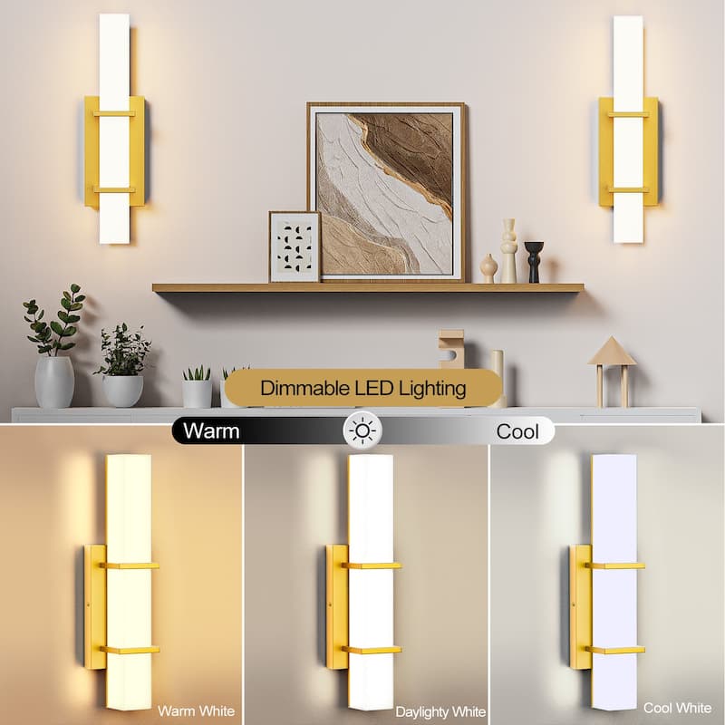 Set of 2 Modern Minimalist Gold Wall Sconces