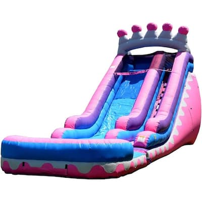 Jump Orange Princess Tiara Commercial Grade Inflatable Water Slide with Detachable Deep Pool & Air Blower, Outdoor Play