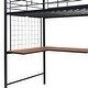 preview thumbnail 17 of 18, Twin Size Metal Loft Bed with Desk and Metal Grid, Stylish Metal Frame Bed with Lateral Storage Ladder and Wardrobe