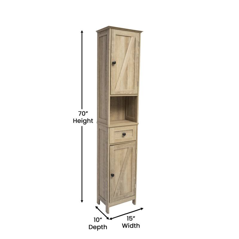 Freestanding Bathroom Tall Linen Tower Storage Organizer with Shelves