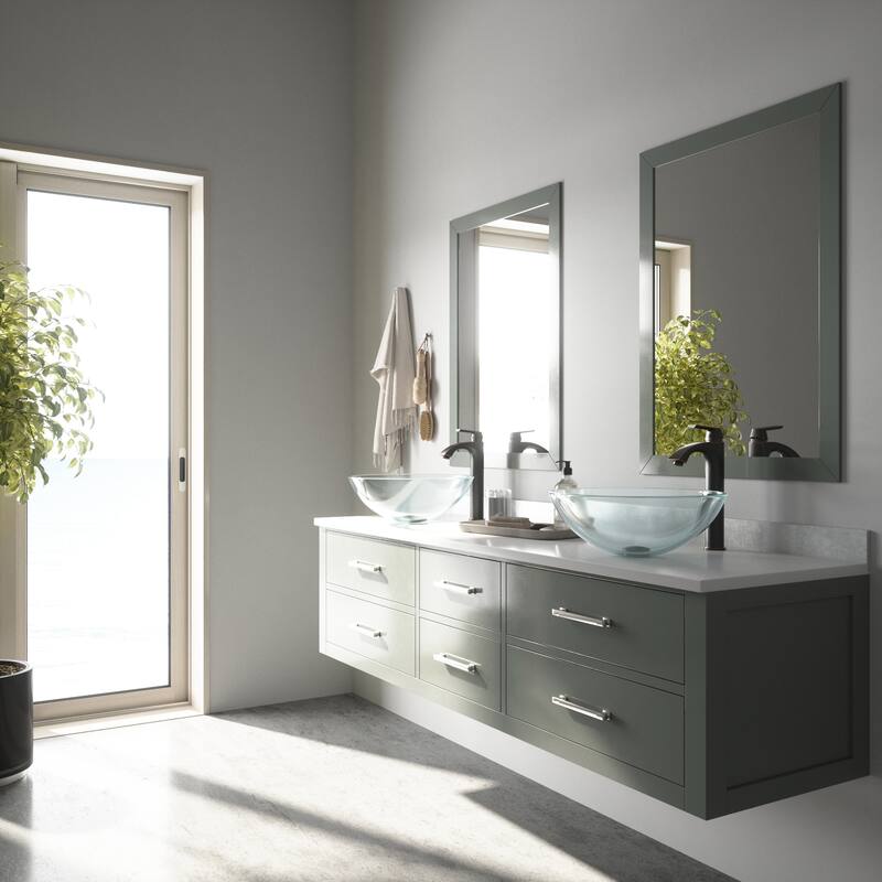 VIGO Giovanni 17"L x 17"W x 6"H Glass Round Vessel Bathroom Sink