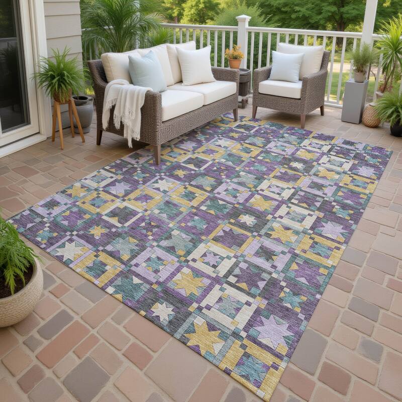 Machine Washable Indoor/ Outdoor Global Goddard Chantille Rug - Purple - 10' x 14'