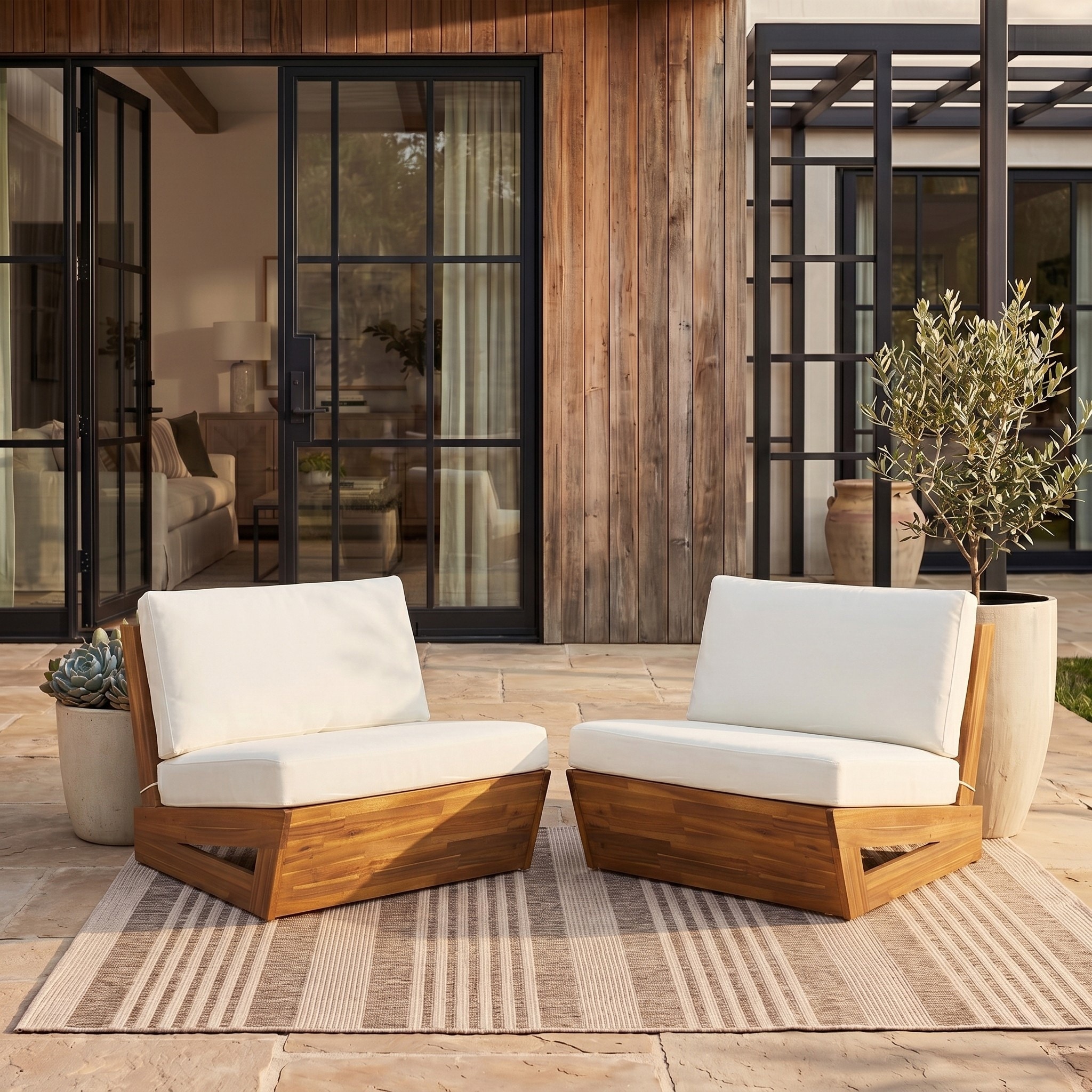 SAFAVIEH Outdoor Patio Furniture Lynn Lounge Chair (Set of 2) - 33"W x 34"D x 24"H
