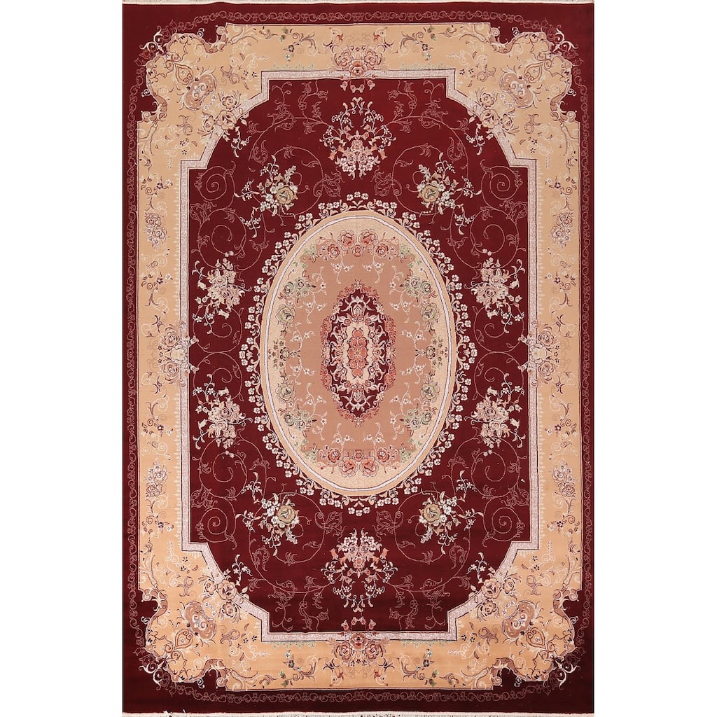 Victorian Style Kashan Turkish Area Rug Machine Made Red Carpet - 8'0" x 11'10"