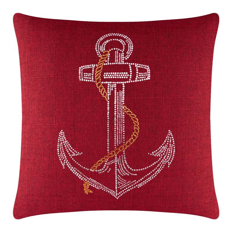 Sparkles Home Rhinestone Anchor Pillow - 16x16 - Burgundy