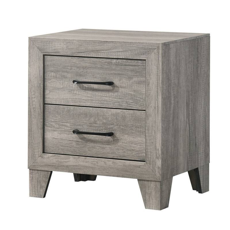 Driftwood Gray 2 Drawer 21.6 in. W Nightstand with Sturdy Hardware and Ample Storage