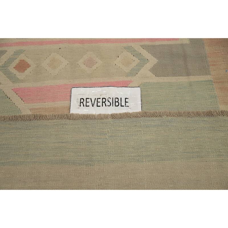 Hand Woven Oriental 100% Wool Carpet Southwestern Tribal Multi-Colored Kilim Area Rug - 11' 11'' X 8' 11''
