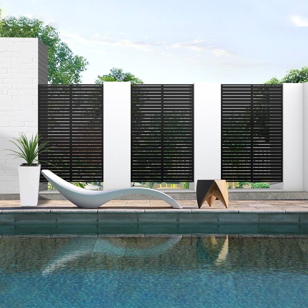 Metal Privacy Screen Wall Decoration Free Standing-6.3 ft. H X 4 ft. W