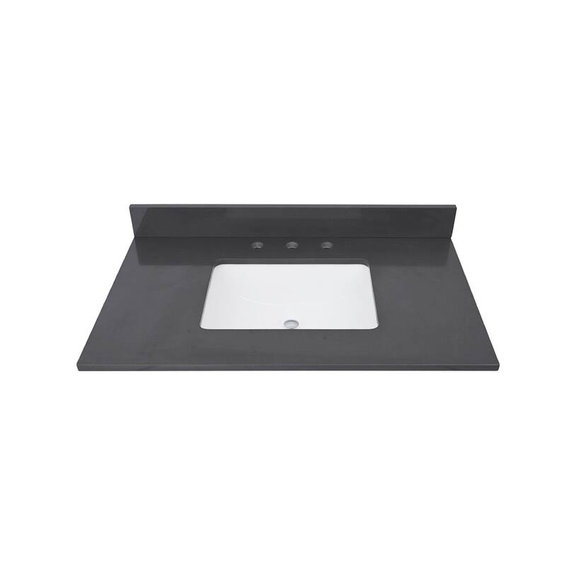 Avanity Quartz Vanity Top with Rectangular Undermount Sinks - 37" Single Sink - Ural Gray