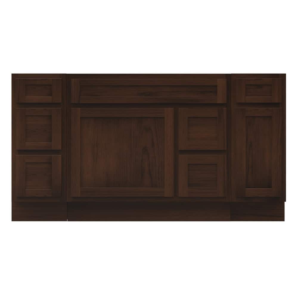 Vanity Art 60" Oak Freestanding Bathroom Vanity Cabinet without Top