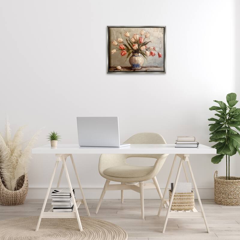Stupell Quiet Spring Tulips Framed Floater Canvas Wall Art Design By Arlington Prints