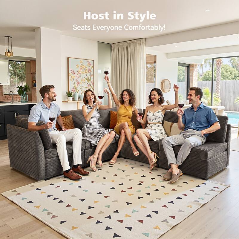 HOOOWOOO Modern Upholstery Fabric Sectional Sofa
