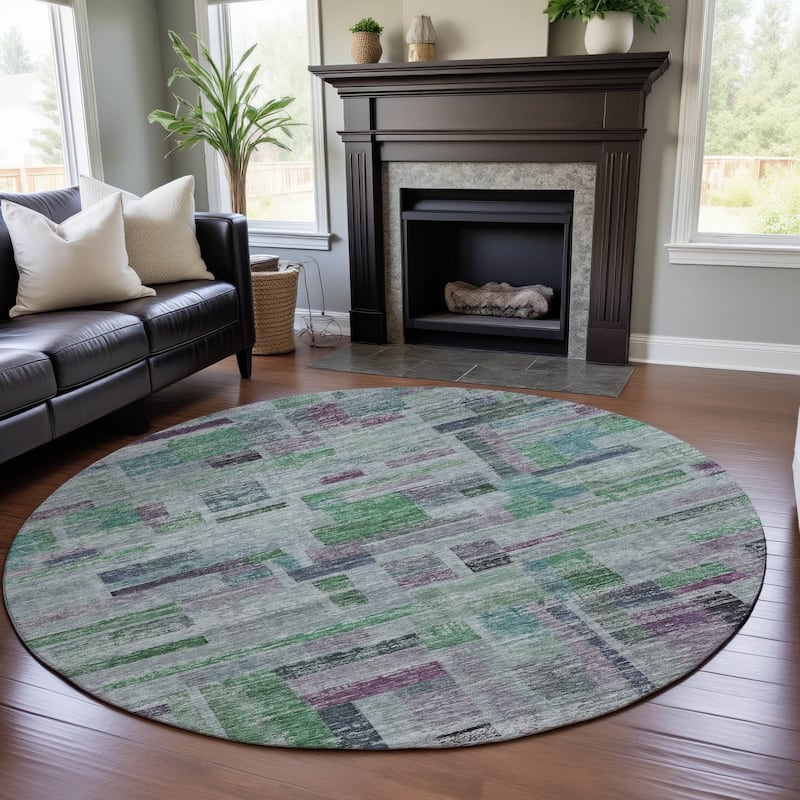 Premium Washable Super Soft Vintage Contemporary Mayfield Rug - Aloe - 8' x 8'