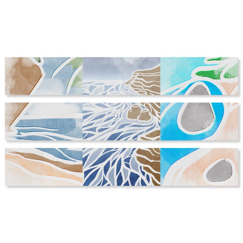 Wynwood Studio Canvas Abstract Shores and Cliffs Set Blue and Tan Modern & Contemporary Wall Art Canvas Print