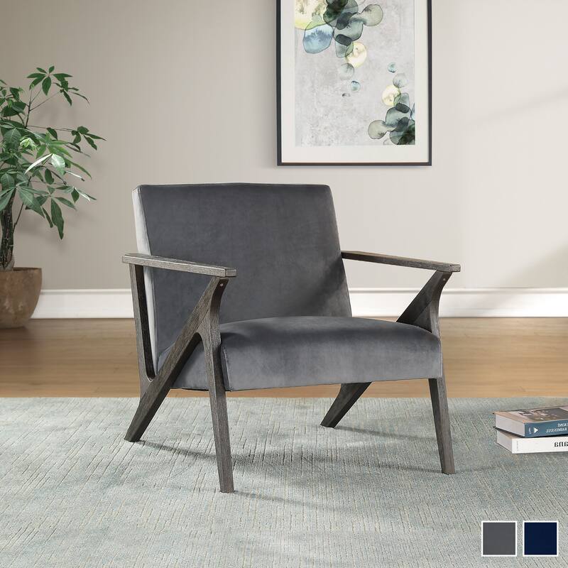 Verona Velvet Wood Arm Accent Chair