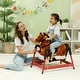 preview thumbnail 7 of 7, Qaba Ride on Horse, Walking Horse Toy with Wheels & Neighing Sound for 3-5 Years Old up to 132 Pounds, Brown