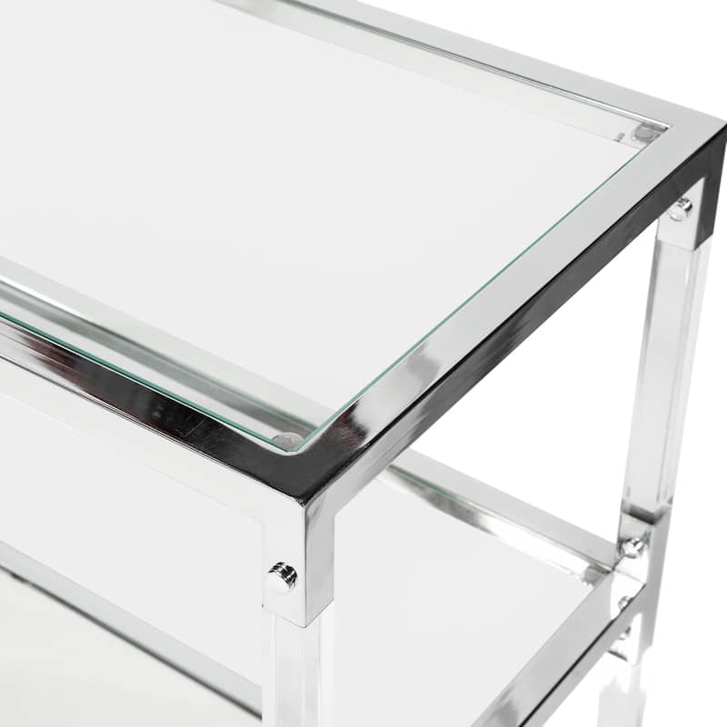 Fald Contemporary Chrome 48-inch Glass 2-Shelf Sofa Table by Furniture of America