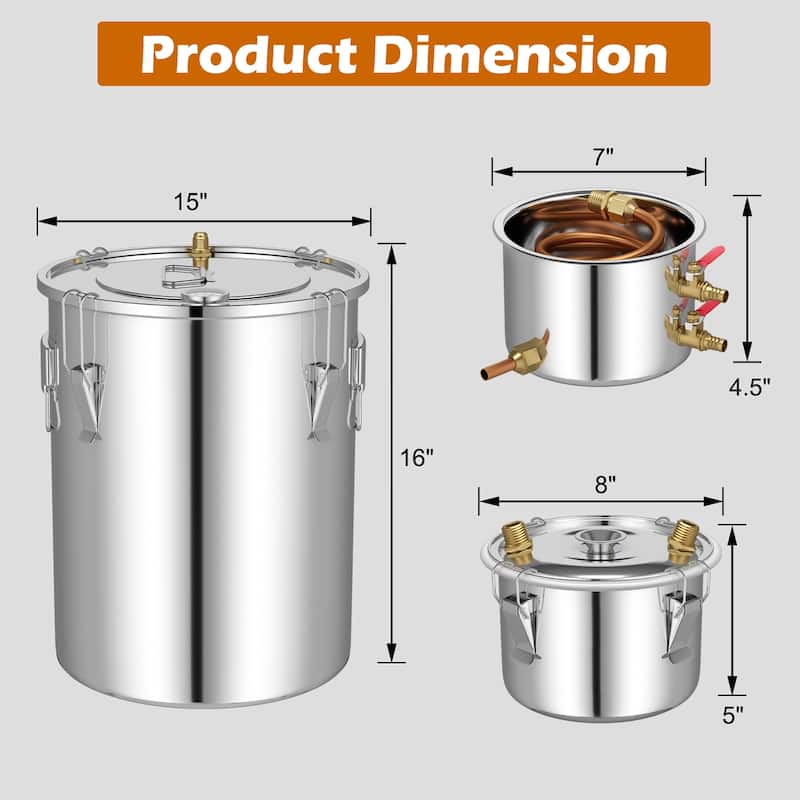 Costway Still 10Gal Stainless Steel Distiller Copper Tube - See Details