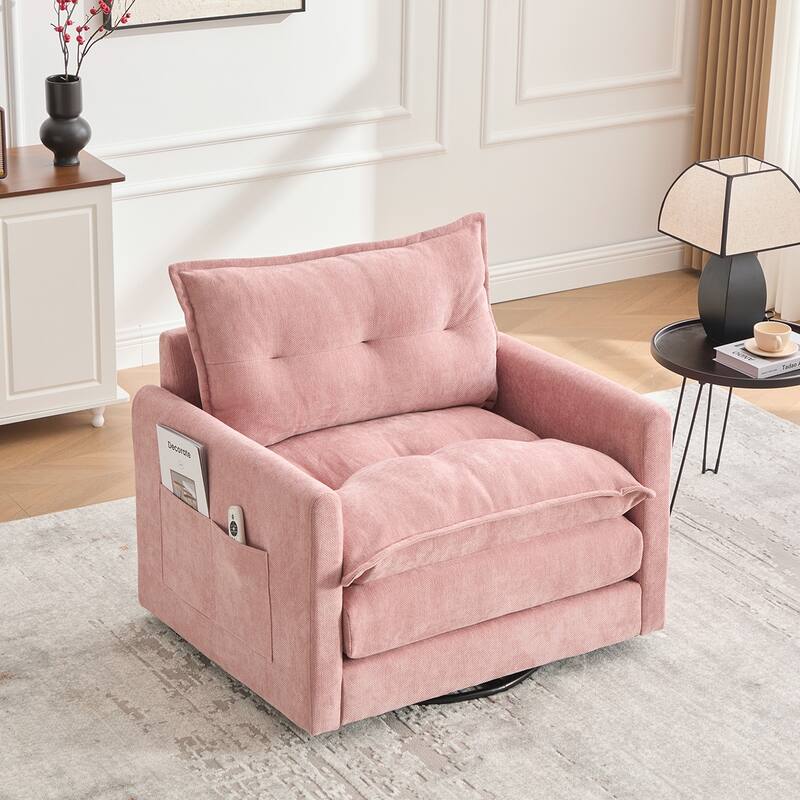 Chenille Swivel Accent ArmChair - Pink