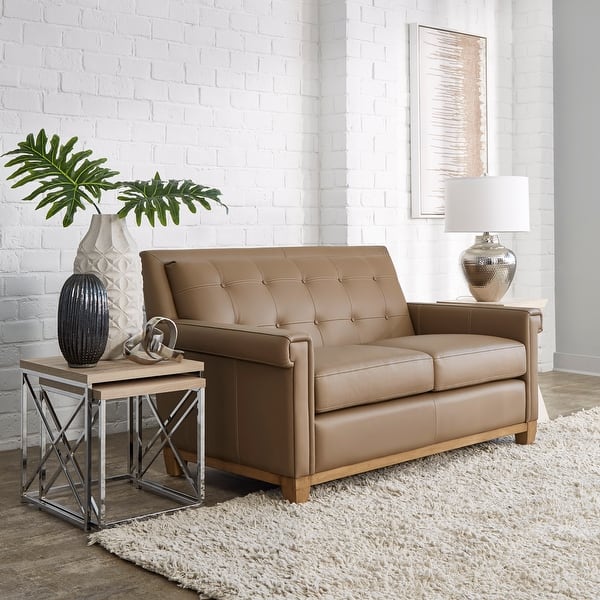 slide 2 of 5, Ergo Taupe Leather Loveseat