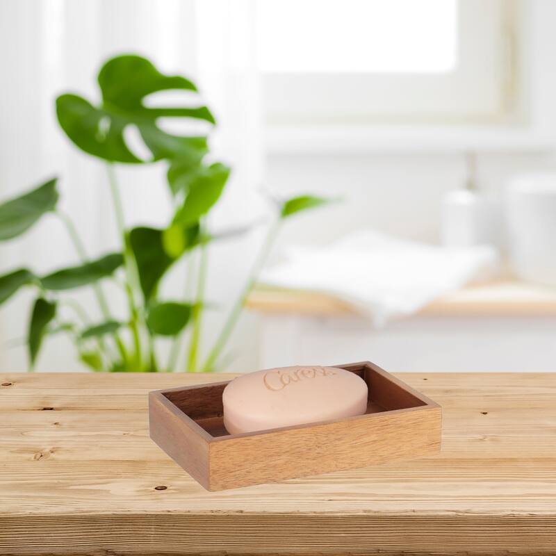 Acacia Wood Bathroom Accessory Set Collection
