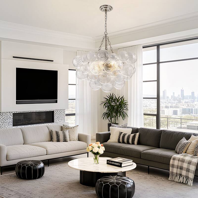 Starsky 6-Light Swirled Bubble Glass Globe chandelier