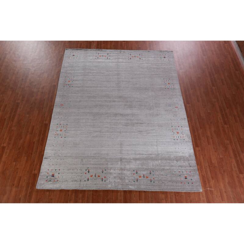Hand Knotted Oriental 100% Wool Carpet Tribal Tribal Greys & Charcoal Gabbeh Area Rug - 11' 4'' X 8' 10''