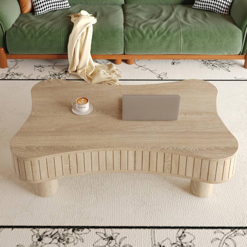 42" Lift Top Coffee Table for Living Room - Fluted Panel Hidden Storage with Silent Hydraulic Lift