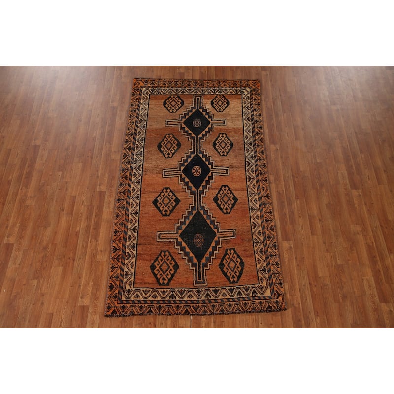 Geometric Qashqai Persian Antique Area Rug Handmade Wool Carpet - 4'5"x 8'0"