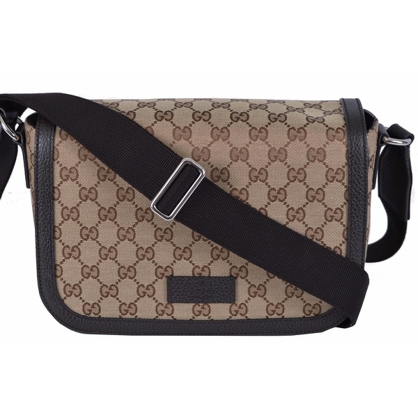 Gucci 449172 GG Guccissima Canvas Medium Crossbody Messenger Bag Purse - Brown - 11.5&quot; x 7&quot; x 4 ...