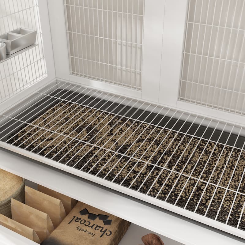 Spacious Indoor Bird Cage Cabinet with Drawers Large Parrot Habitat Bird Cage Furniture - 38.5”x63"
