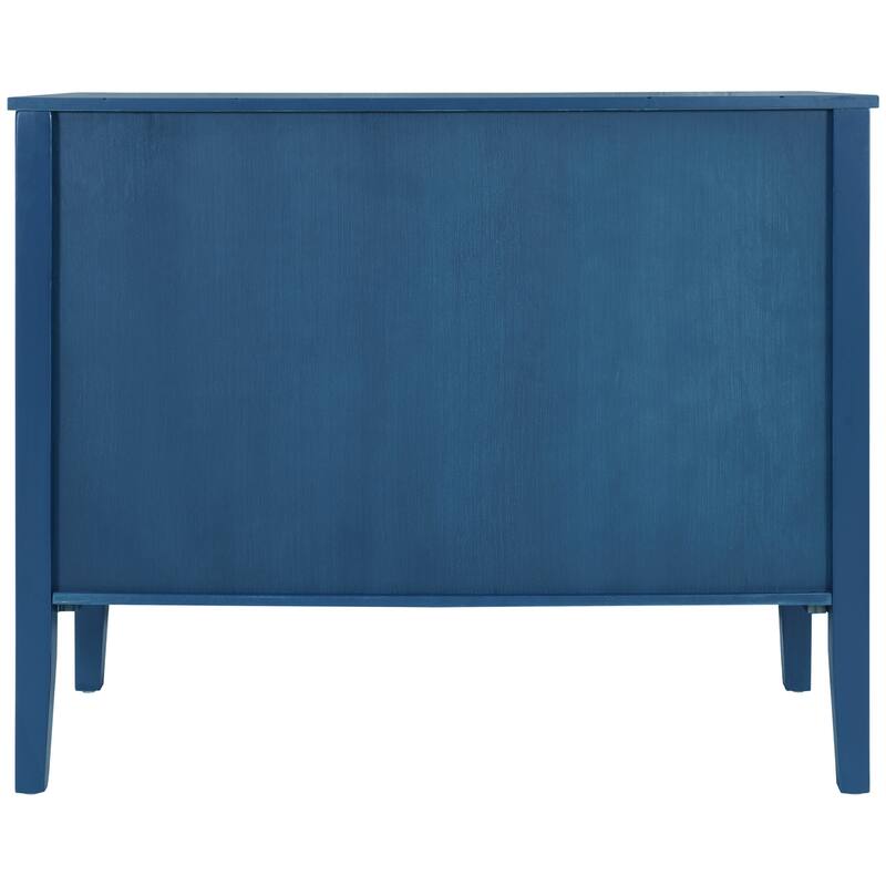 Adjustable Shelf Storage Sideboard with 3 Retro Metal Handles and 4 Pinewood Legs, for Entryway, Living Room, Study Room