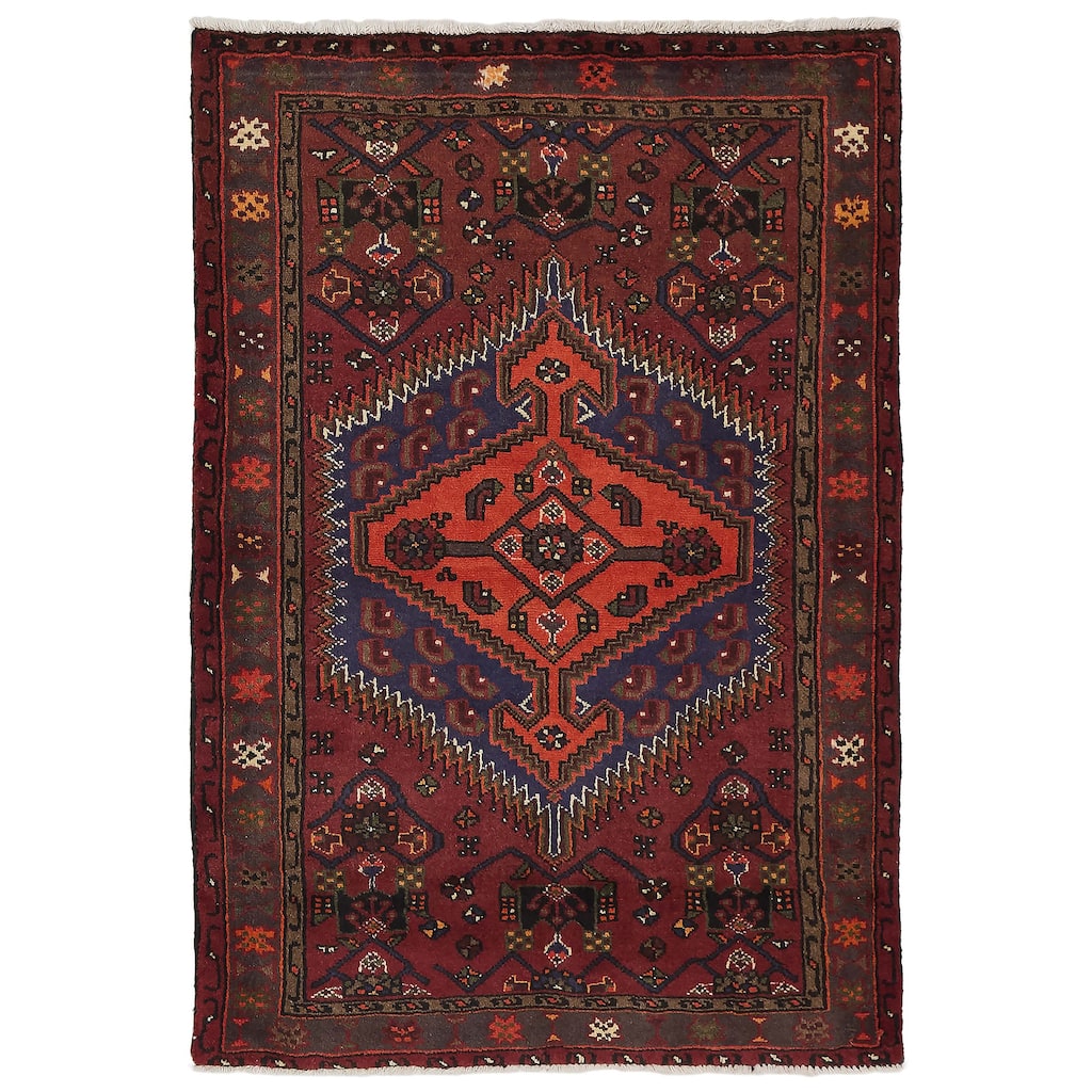 ECARPETGALLERY Hand-knotted Andelz Dark Red Wool Rug - 3'3 x 4'9