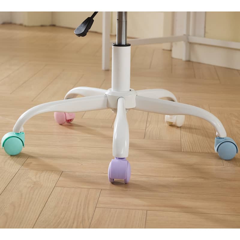 GDF Studio - Modern Faux Fur Upholstered Swivel Home Office Chair with Metal Base with Ergonomic Backrest and Wide Deep Seating