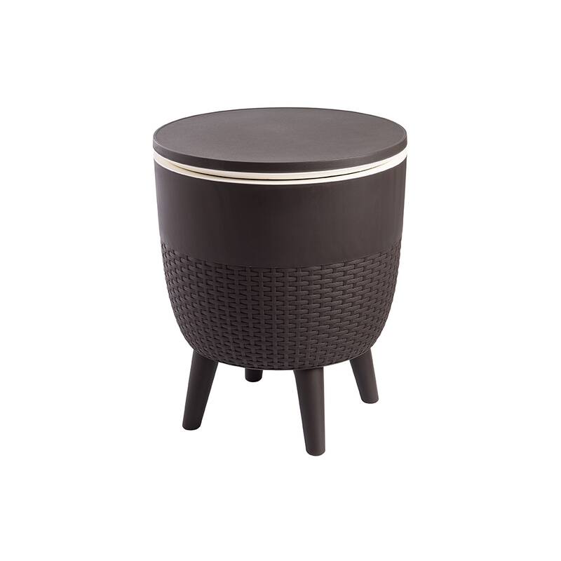 Lagoon Cancun Resin All Weather 2-In-1 Side Table and Cooler - Brown