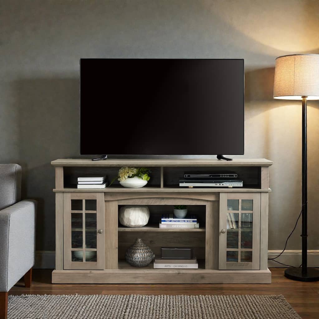 58.25" Classic Espresso TV Stand for 65" TV, Modern Entertainment Console with Open & Closed Storage and Cable Management