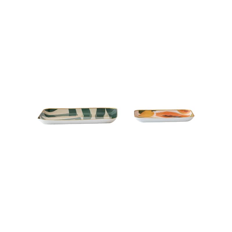 Abstract Enameled Metal Trays