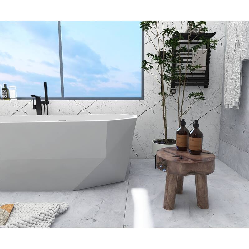 Edward Soaking Diamond Style Bathtub in Glossy White
