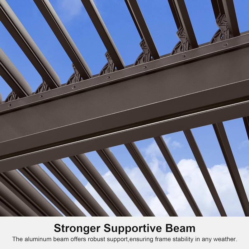 PURPLE LEAF Bronze Louvered Pergola with Adjustable Roof for Deck Backyard Garden Hardtop Gazebo