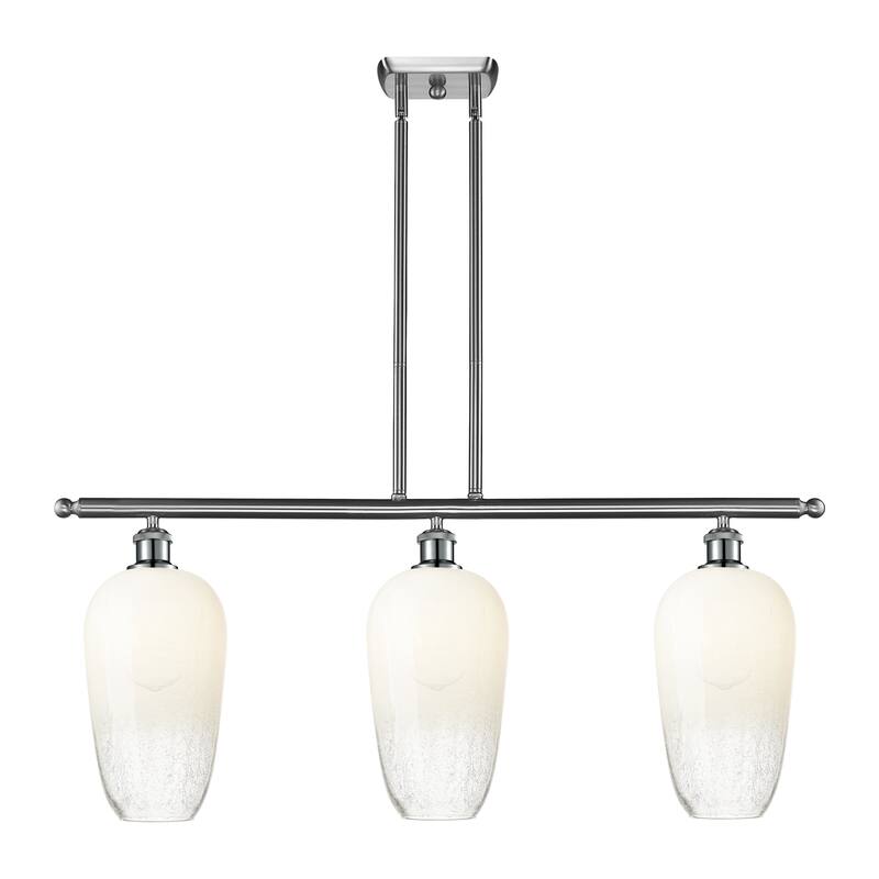 Innovations Lighting Endless Possibilities Ballston - Brookhaven Flute - 3 Light 36" Stem Hung Island Light - Brushed Satin Nickel/Opal